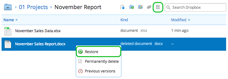 restore deleted dropbox account