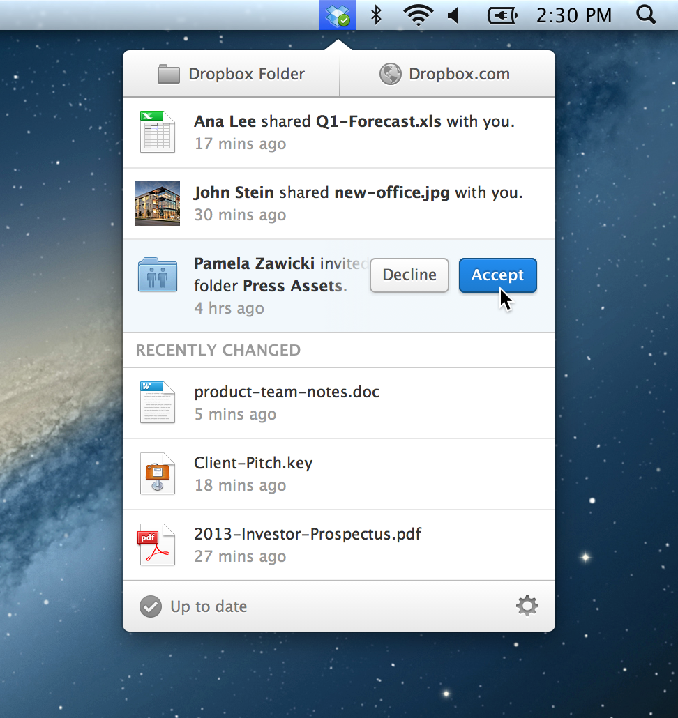 add dropbox to menu bar mac