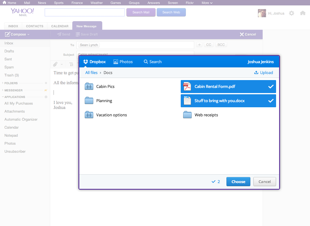 how does dropbox work for sharing files yahoo