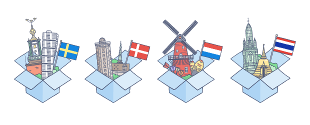 Dropbox in Danish, Dutch, Swedish, and Thai