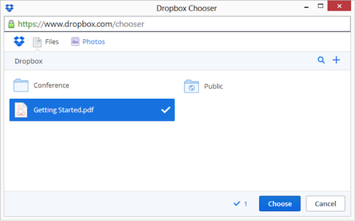 Rackspace chooser - Dropbox integration