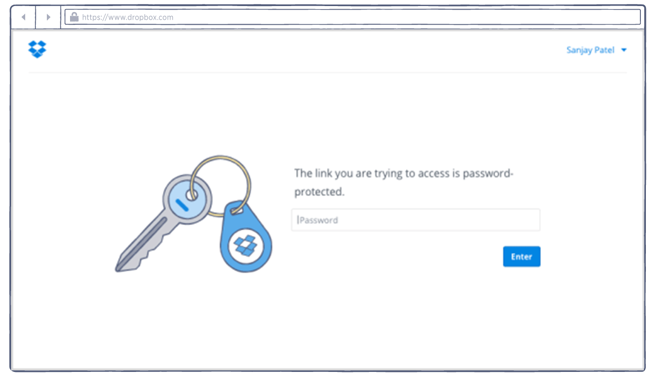 Dropbox password protection for links