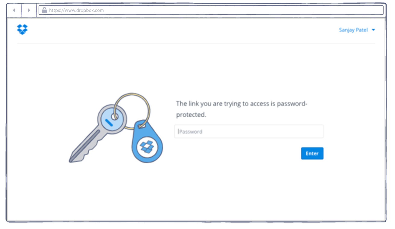 dropbox password protect link