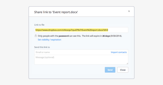 sending a dropbox link