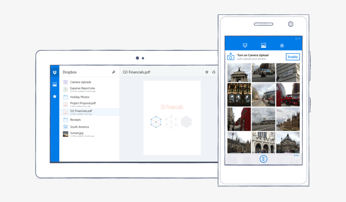 Dropbox for Windows phones and tablets
