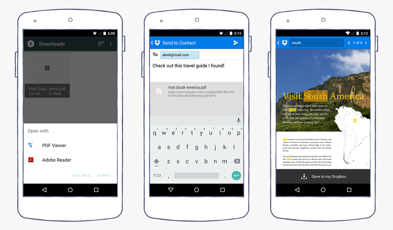New Dropbox Android app: PDF viewer and in-document search