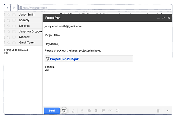 how to use dropbox gmail