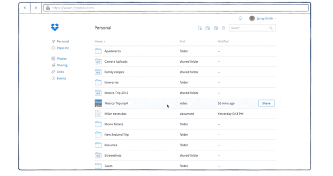 how to send files through dropbox