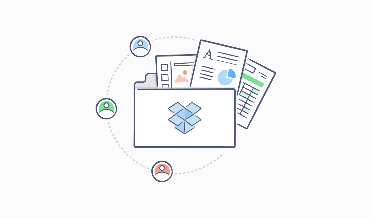 Dropbox folder with documents and user icons
