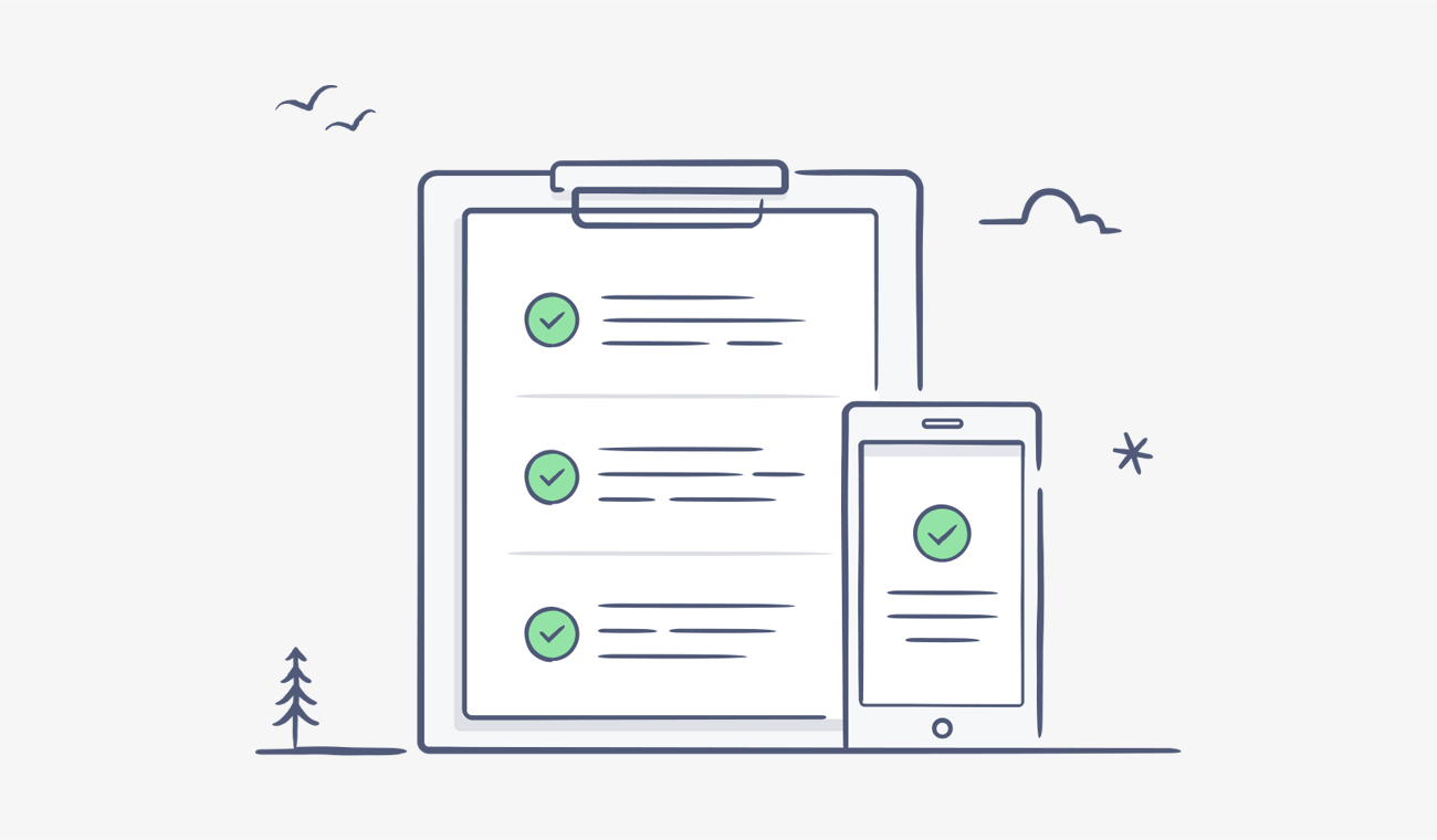 Clipboard and smartphone with checkmarks