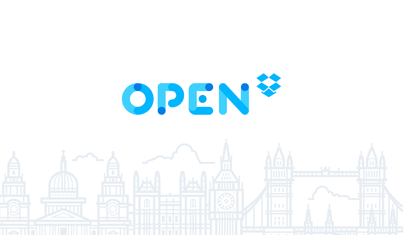Dropbox Open logo with illustration of London skyline