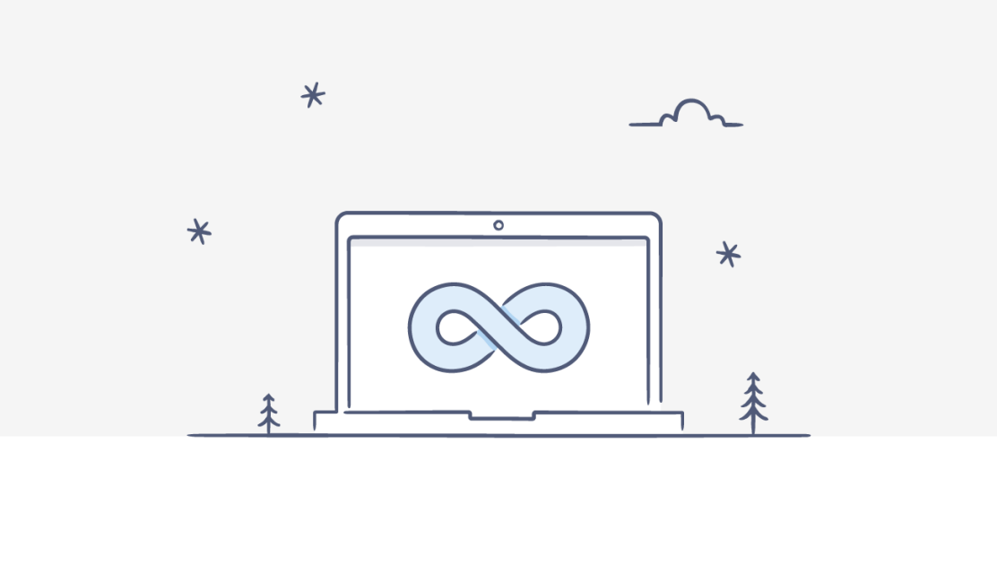 Illustration of a laptop with an "infinity" symbol