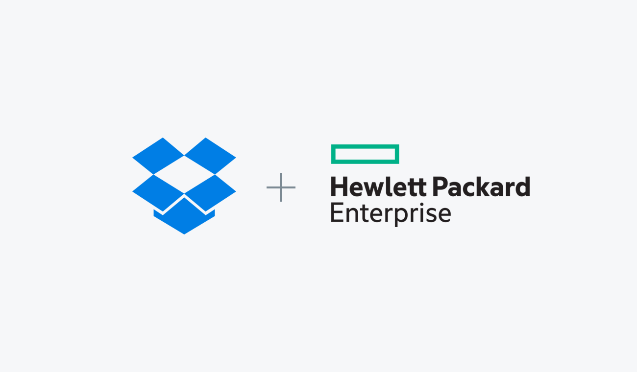 Dropbox and Hewlett Packard Enterprise logos