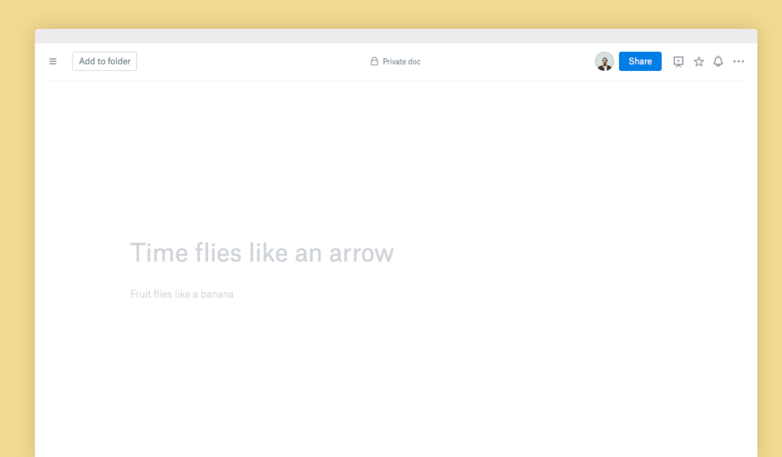 Blank Dropbox Paper doc shown in web browser