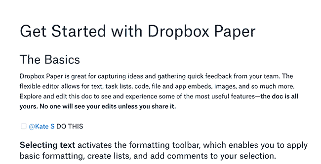 dropbox paper shortcuts