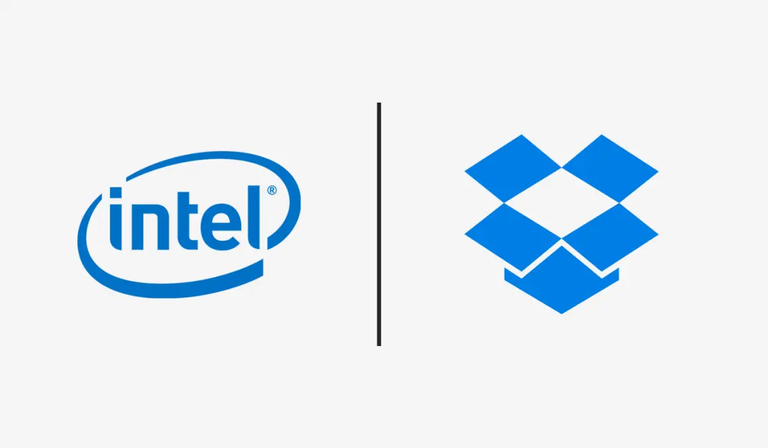 Intel and Dropbox logos