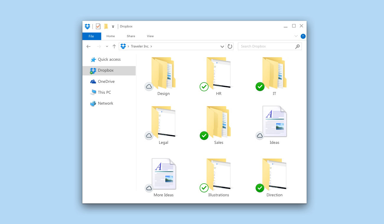 Screenshot of Windows Explorer, showing right-click menu with Dropbox Smart Sync