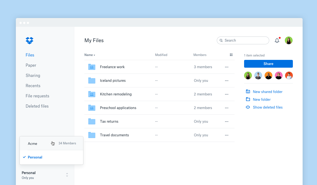 adding workers dropbox business account