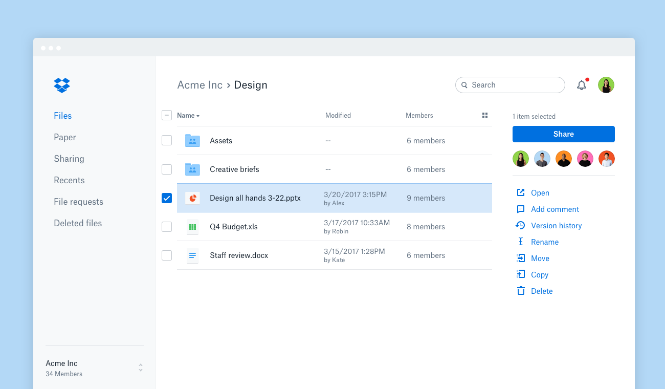 The new dropbox.com—files and team activity, all in one place ...