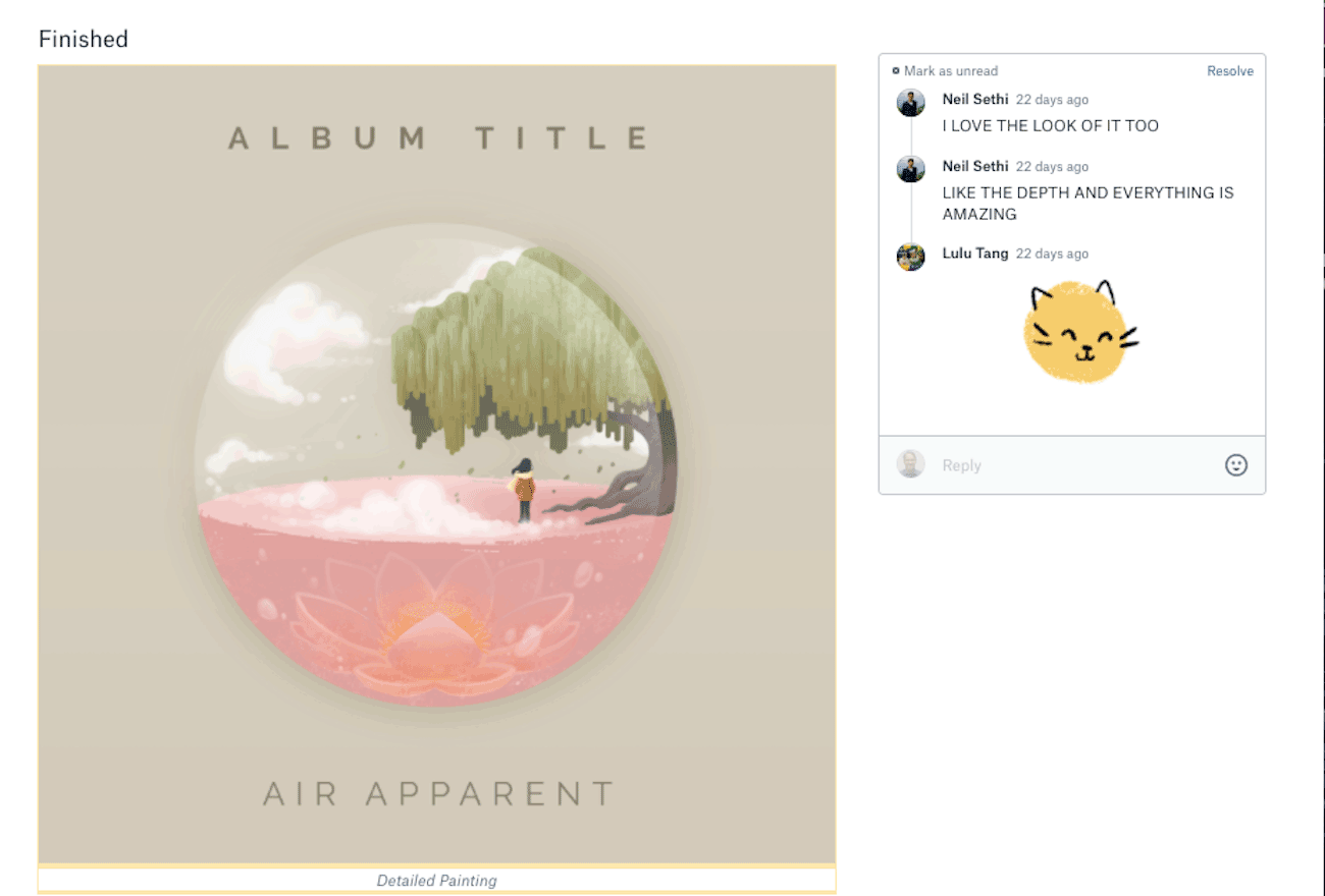 Screenshot showing finished album art in a Paper doc