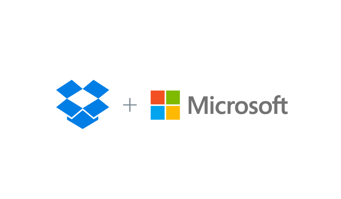 Logos of Dropbox and Microsoft for integration announcement