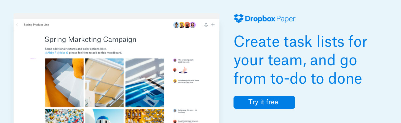 Dropbox Paper: Create task lists for your team, and go from to-do to done | Try it free