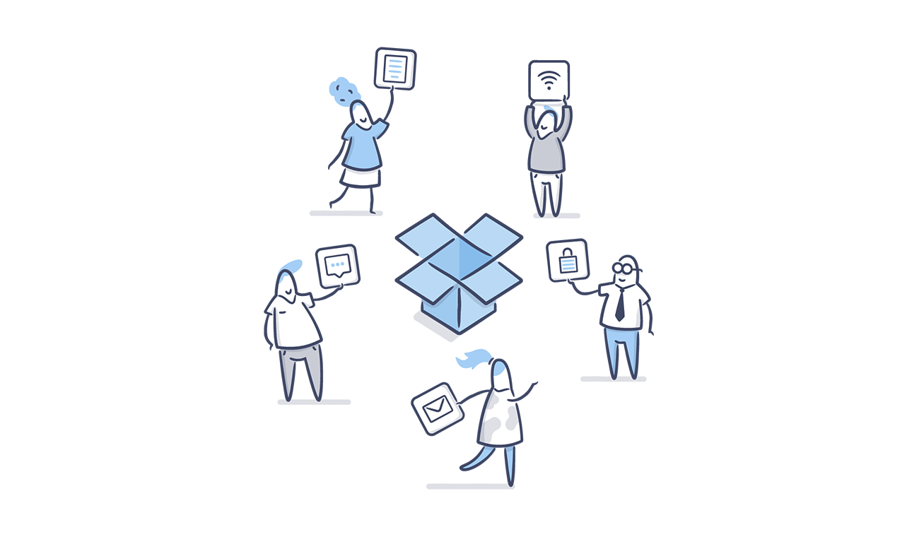 Illustration of teamwork with Dropbox