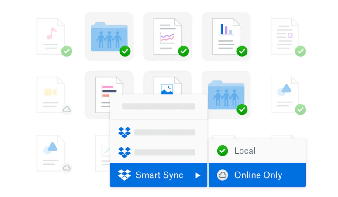 Screenshot showing Dropbox Smart Sync