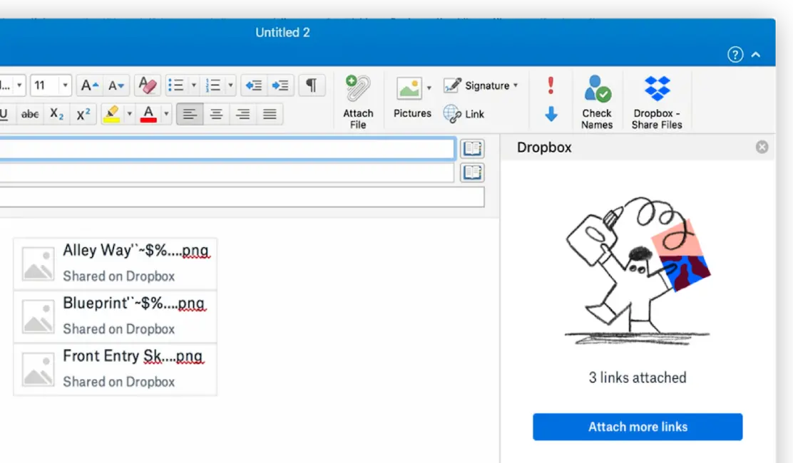Illustration for post on the Dropbox add-in for Microsoft Outlook
