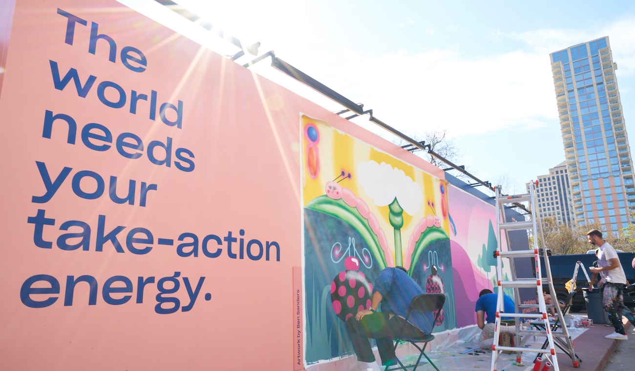 Photo of live mural in progress at SXSW 2018