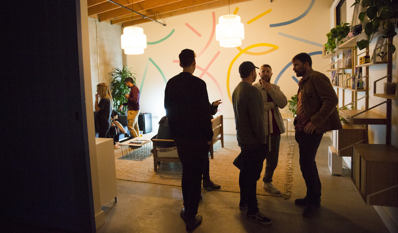 Photo of guests exploring the space at the Future Classic x Dropbox Studio