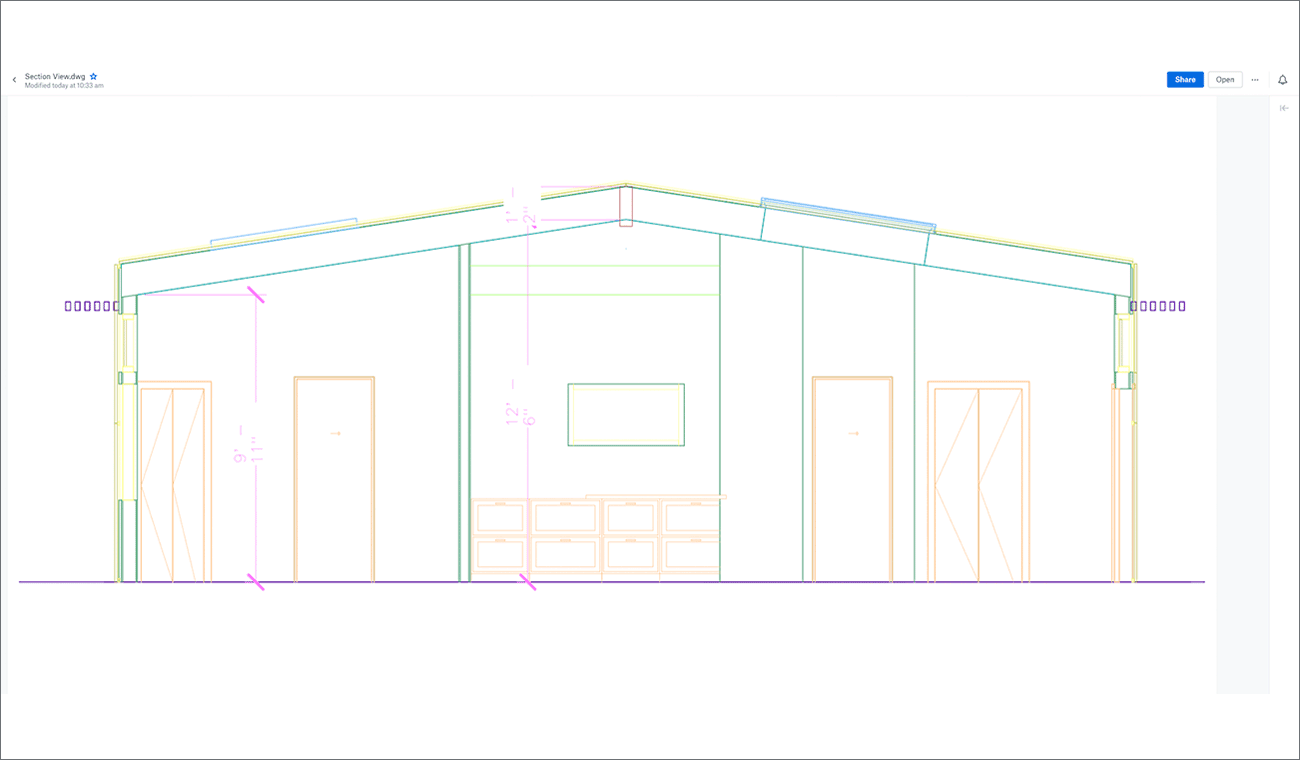 Screenshot of DWG preview in Dropbox