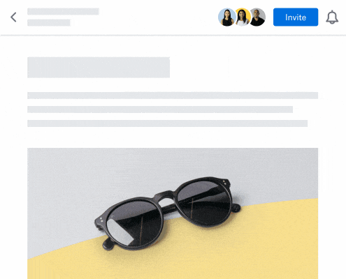 Animated screenshot showing commenting feature in Dropbox Paper