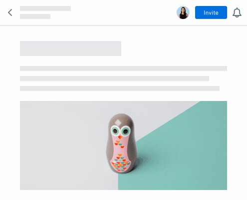 Dropbox Paper のドキュメント共有機能のアニメーション スクリーンショット