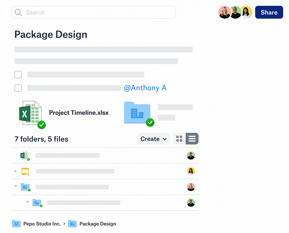 Animated screenshot showing a comment being made on a file in Dropbox