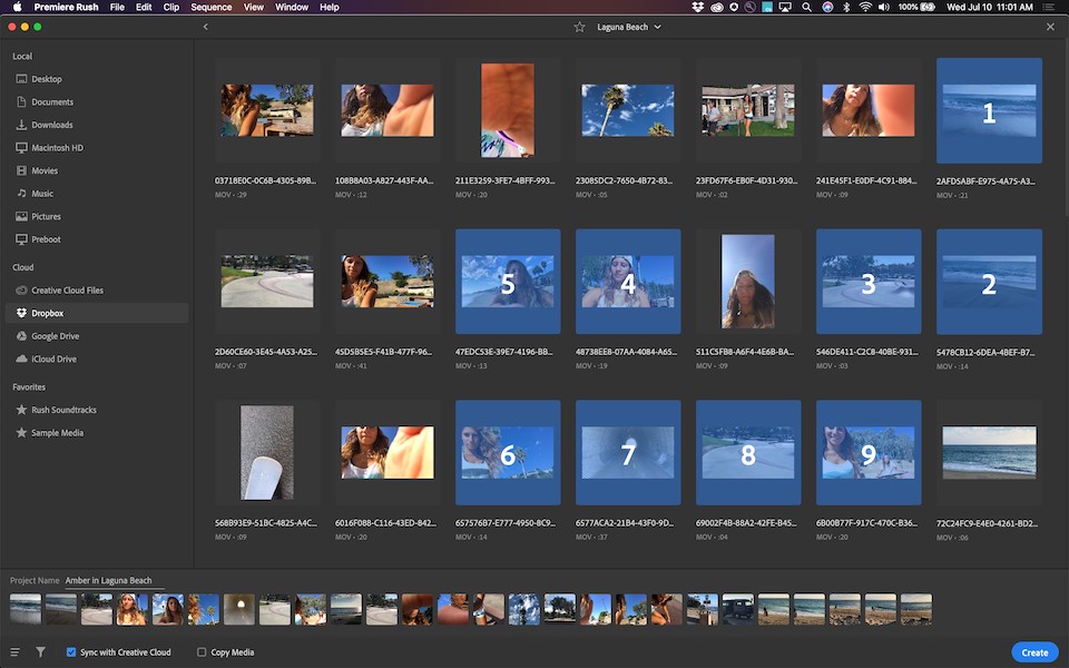 Screenshot of Adobe Premiere Rush