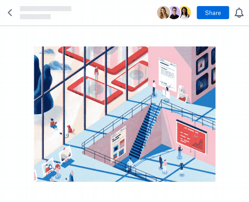 Animated screenshot showing privacy protection settings in Dropbox Paper