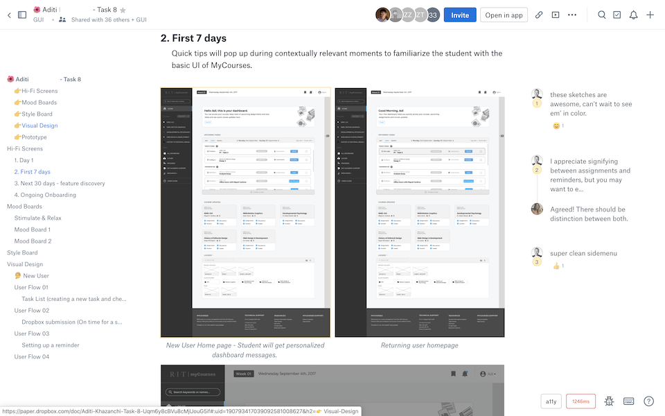 Tangkapan layar menunjukkan dokumen Dropbox Paper