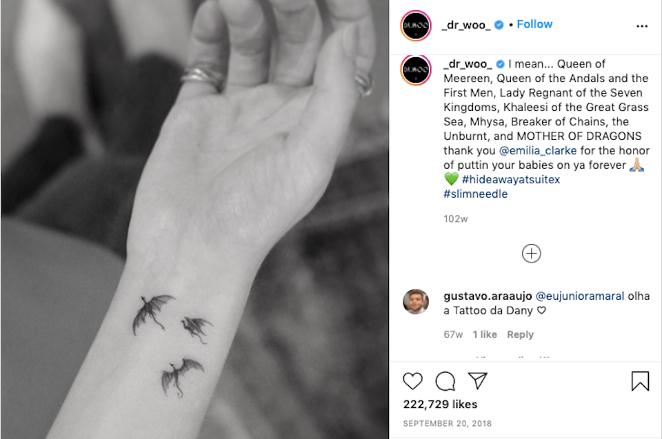 A tatuagem da emilia clarke Pin On Tattoos