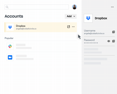 Animation of Dropbox Passwords Beta