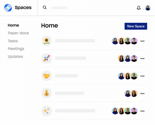 Animation of the new Dropbox Spaces create feature