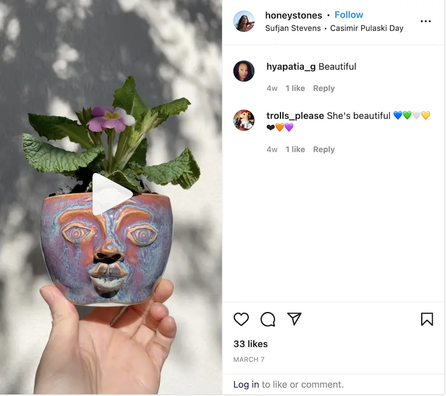Instagram image of Sarah Summer's ceramic artwork 