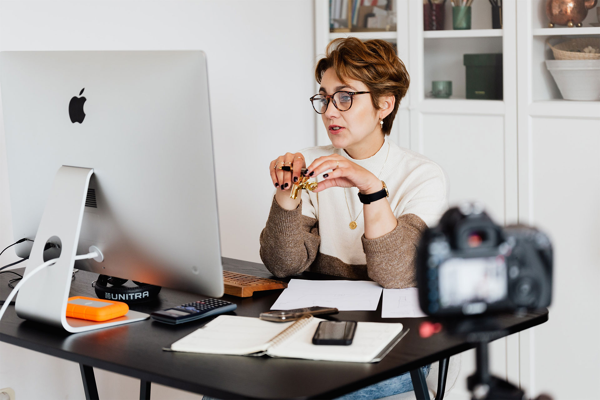 A person on a video conference call