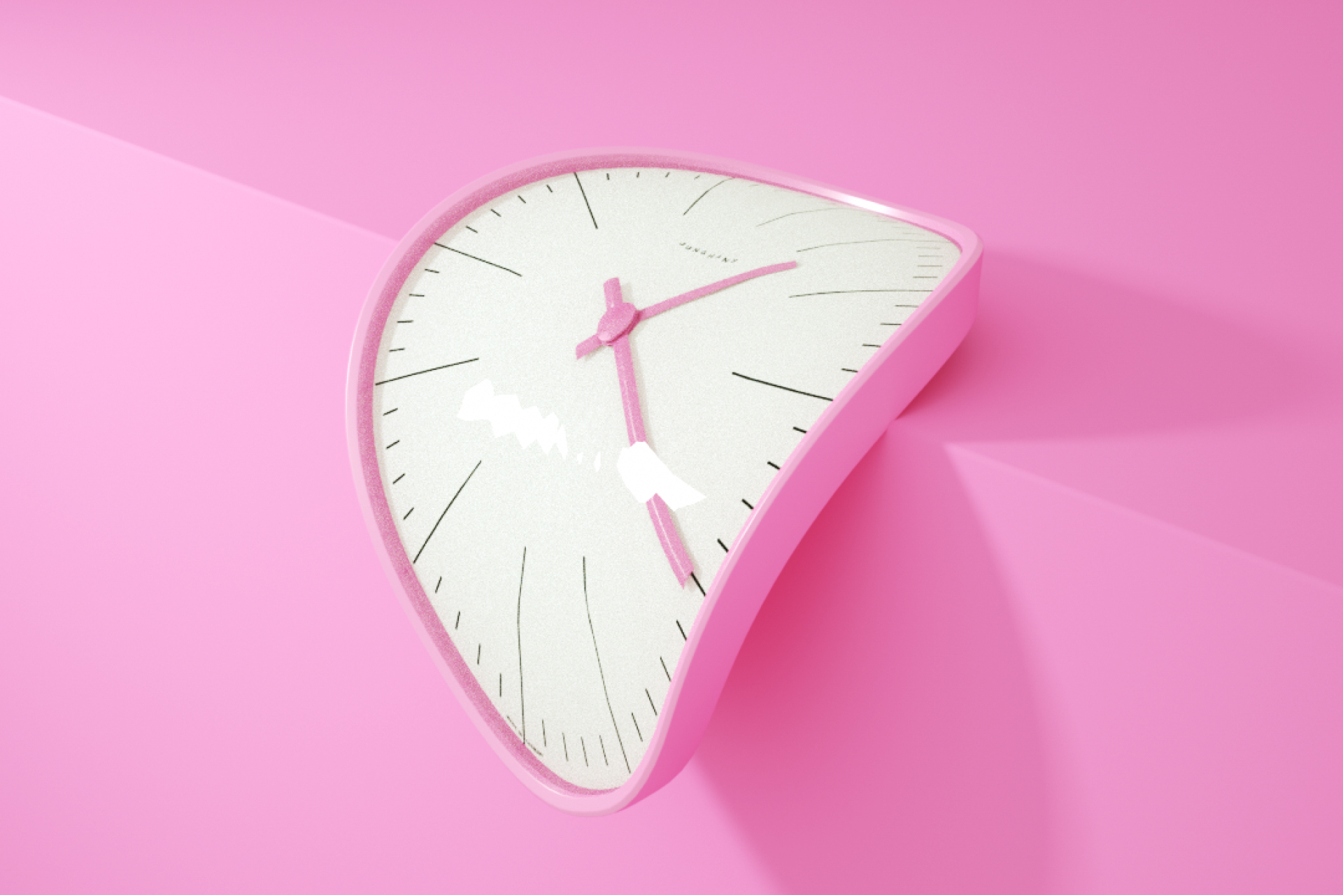 Schmelzende rosa Uhr