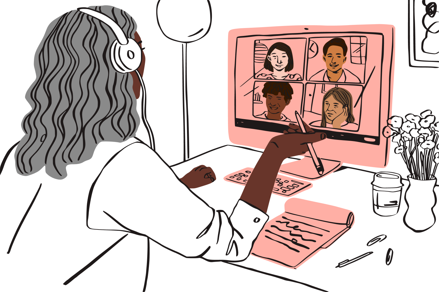 Responsable animant un atelier virtuel pour renforcer l'esprit d'équipe avec des employés travaillant à distance