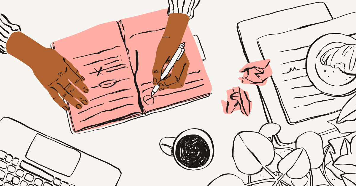 ​​Illustration of a person working on a project at a café