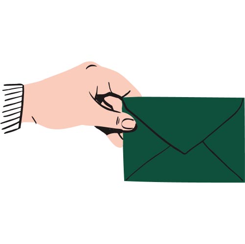 Illustration of hand holding envelope