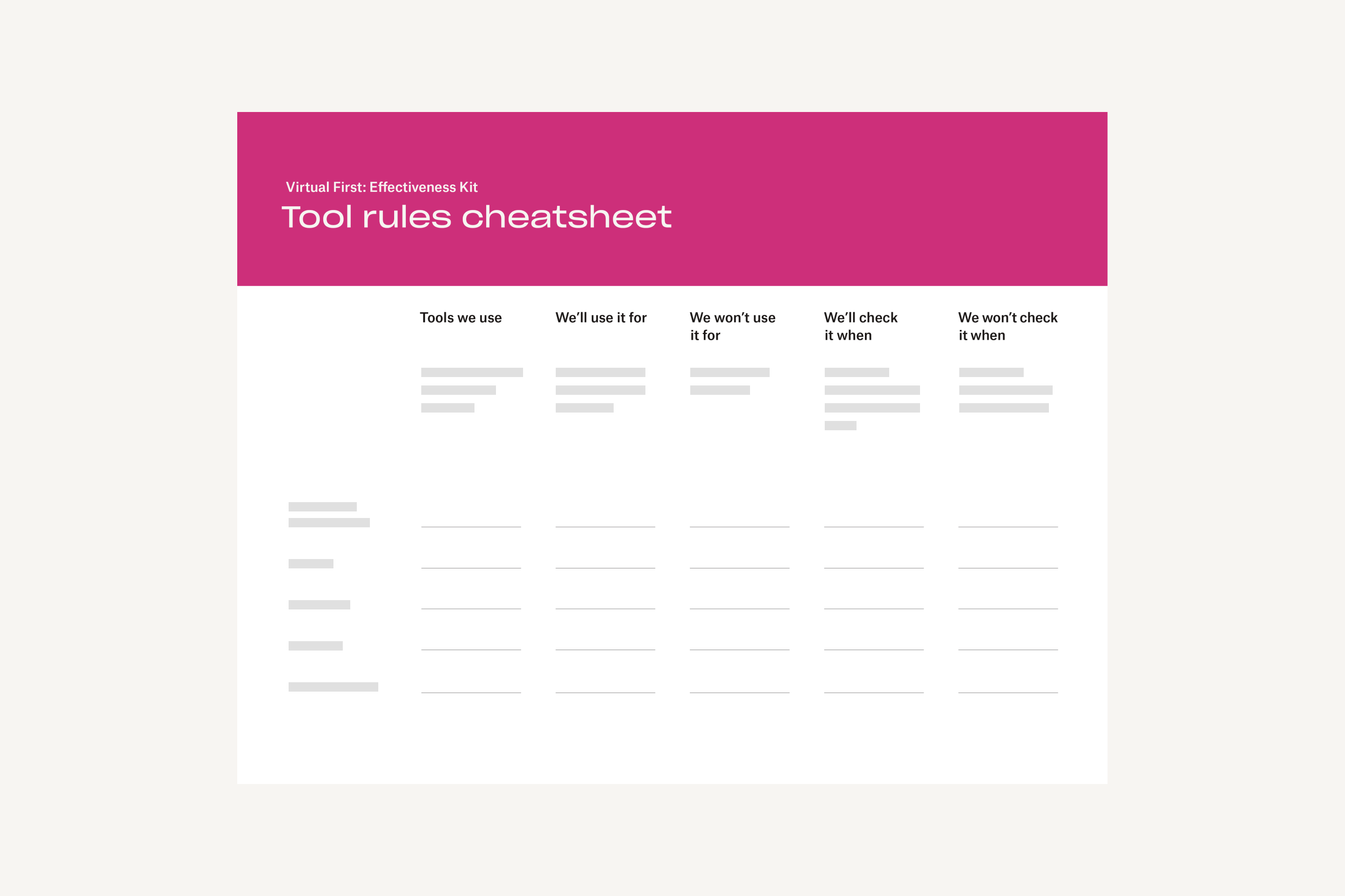 Tools rules worksheet