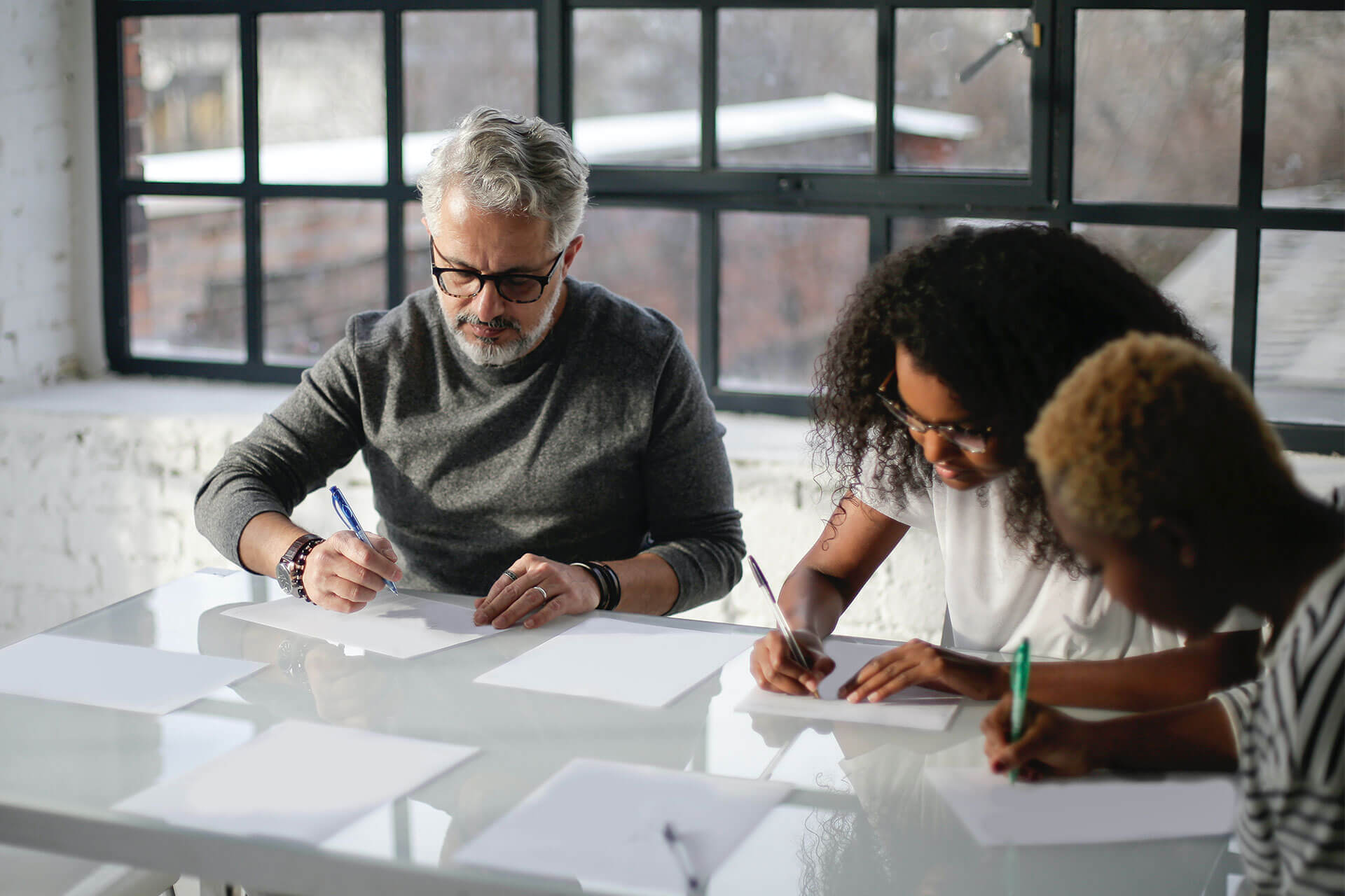 A team working together on a project