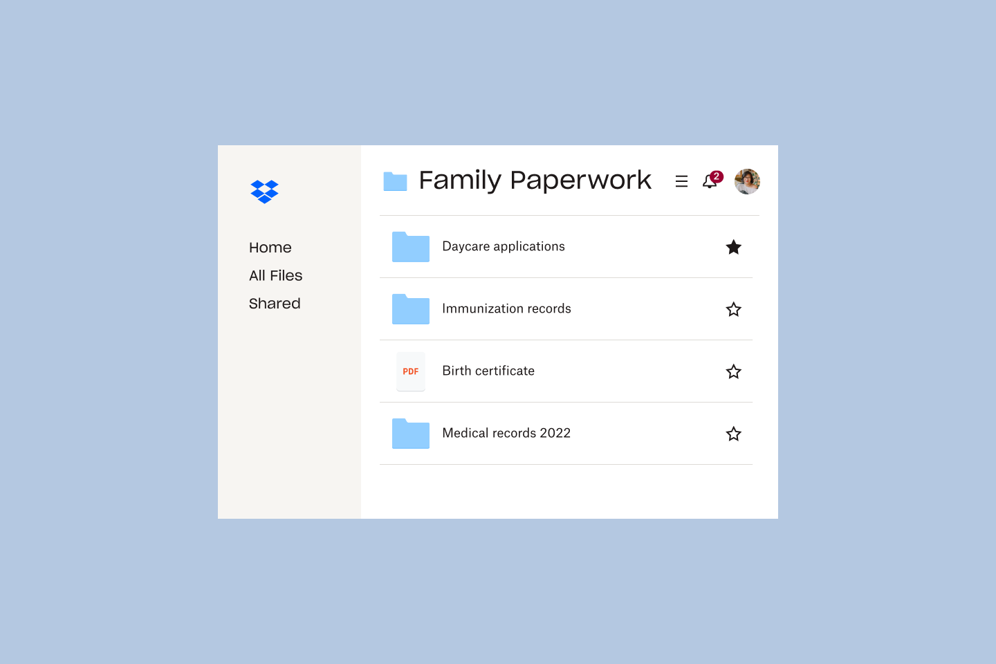 Armazene cópias de backup de documentos importantes da família em sua conta do Dropbox